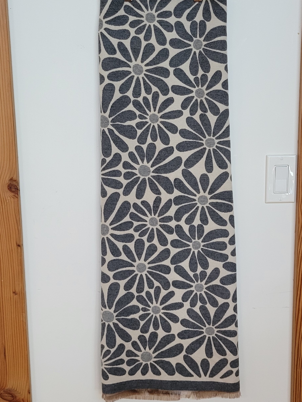 Bloom Wrap - Grey/Black & Cream Floral Pattern Scarf - Picture 3 of 6